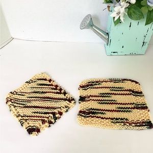 Baby Washcloth Hand Crafted Yellow Maroon Green Cotton Gift Bath Essentials